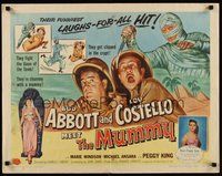 6y009 ABBOTT & COSTELLO MEET THE MUMMY style A 1/2sh '55 Bud & Lou fight the goon of the tomb!