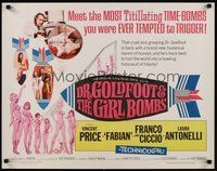 6y022 DR. GOLDFOOT & THE GIRL BOMBS 1/2sh '66 Mario Bava, Vincent Price & sexy half-dressed babes!