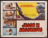 6y038 JASON & THE ARGONAUTS 1/2sh '63 great special fx by Ray Harryhausen, cool art of colossus!