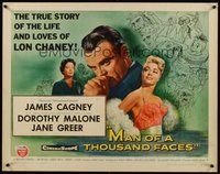 6y046 MAN OF A THOUSAND FACES style A 1/2sh '57 art of James Cagney as Lon Chaney Sr. by Brown!