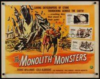 6y052 MONOLITH MONSTERS 1/2sh '57 classic Reynold Brown sci-fi art of living skyscrapers!