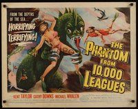 6y054 PHANTOM FROM 10,000 LEAGUES 1/2sh '56 classic art of monster & sexy scuba diver by Kallis!