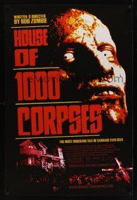 6y521 HOUSE OF 1000 CORPSES 1sh '03 Rob Zombie directed, creepy close-up horror image!