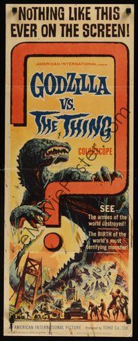 6y087 GODZILLA VS. THE THING insert '64 Toho sci-fi, best monster art, nothing like this ever!