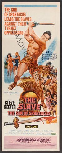 6y096 SLAVE insert '63 Il Figlio di Spartacus, art of Steve Reeves as the son of Spartacus!