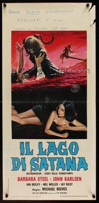 6y143 SHE BEAST Italian locandina '67 Barbara Steele, wild horror artwork of struggle!