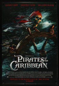 6y551 PIRATES OF THE CARIBBEAN advance DS 1sh '03 Curse of the Black Pearl, skeleton at the wheel!