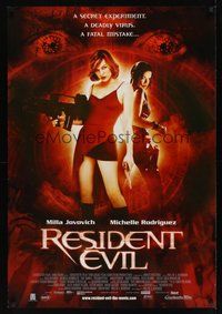 6y556 RESIDENT EVIL DS 1sh '02 Paul W.S. Anderson, Milla Jovovich, Michelle Rodriguez, zombies!