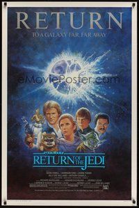 6y558 RETURN OF THE JEDI 1sh R85 George Lucas classic, Mark Hamill, different Tom Jung artwork!