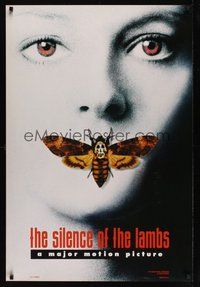 6y566 SILENCE OF THE LAMBS style A teaser DS 1sh '90 image of Jodie Foster with moth over mouth!