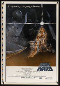 6y473 STAR WARS printer's test style A 1sh '77 George Lucas classic epic, great art by Tom Jung!