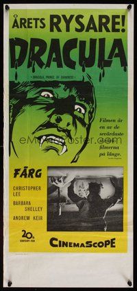 6y124 DRACULA PRINCE OF DARKNESS Swedish stolpe '66 great art of vampire Christopher Lee!