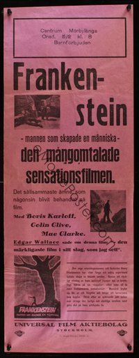 6y126 FRANKENSTEIN Swedish stolpe '32 Boris Karloff as the monster, cool images!