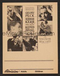 6z176 BELOVED INFIDEL herald '59 Greg Peck as F. Scott Fitzgerald & Deborah Kerr as Sheila Graham!