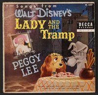 6z080 LADY & THE TRAMP vinyl record '55 Walt Disney, songs from canine dog classic cartoon!
