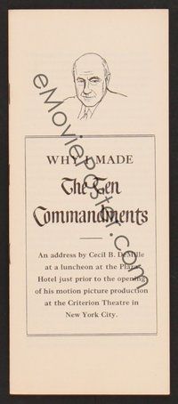 6z064 TEN COMMANDMENTS pamphlet '56 cool transcript of speech by Cecil B. DeMille!