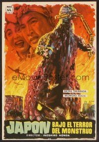 6z025 GODZILLA Spanish herald '56 Gojira, Toho, sci-fi classic, cool Mac Gomez monster art!