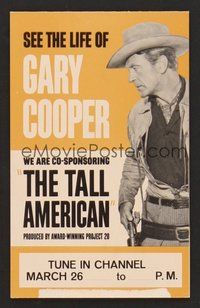 6z032 PROJECT XX: THE TALL AMERICAN, GARY COOPER standee '63 tv documentary, cool image!
