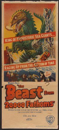 7a031 BEAST FROM 20,000 FATHOMS Aust daybill '53 art of Ray Bradbury's master-beast of the ages!