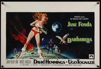 7a571 BARBARELLA Belgian '68 sexiest sci-fi art of Jane Fonda by Robert McGinnis, Roger Vadim
