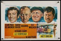 7a583 BRAIN Belgian '69 David Niven, Jean-Paul Belmondo, Eli Wallach, Bourvil, Le Cerveau!