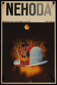 7a485 ACCIDENT Czech 11x16 '67 Losey, written by Harold Pinter, Vyletal art of hat & British flag!