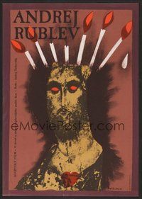 7a487 ANDREI RUBLEV Czech 11x16 R87 Andrei Tarkovsky, incredible different art by Zaissis!