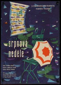 7a488 AUGUST SUNDAY Czech 11x16 '61 Otakar Vavru's Srpnova nedele, Teissig art of umbrella!