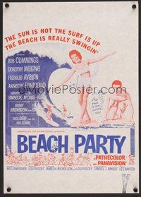 7a049 BEACH PARTY New Zealand daybill '63 Frankie Avalon & Annette Funicello surfing!
