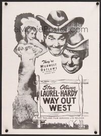 7a056 WAY OUT WEST New Zealand daybill R60s great artwork of Laurel & Hardy in the wild west!