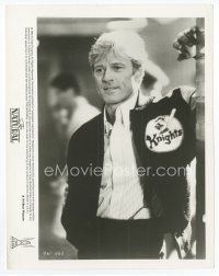 7b404 NATURAL 8x10 still '84 close up of smiling Robert Redford wearing his baseball jacket!