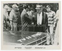 7b411 NIGHT OF THE LIVING DEAD 8x10 still '68 George Romero, reporters gathered around news car!