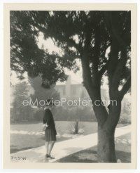 7b428 PATSY 8x10 still '28 great image of pretty Marion Davies on sidewalk by huge house!