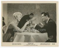 7b432 PILLOW TALK 8x10 still '59 Rock Hudson toasting pretty Doris Day at fancy restaurant!