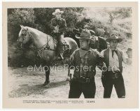 7b512 TEXAS LAWMEN 8x10 still '51 Johnny Mack Brown on horse holds two bad guys at gunpoint!