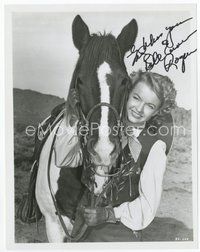 7c192 DALE EVANS signed 8x10 REPRO still '80s close up in cowgirl outfit hugging her horse!