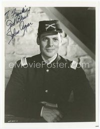7c247 JOHN AGAR signed 8x10 REPRO still '80s close up portrait in military uniform from Fort Apache!