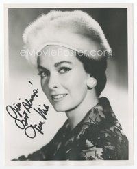 7c321 VERA MILES signed deluxe 8x10 REPRO still '80s great close up of the pretty star in fur hat!