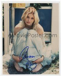 7c175 CAMERON DIAZ signed color 8x10 REPRO still '00s sexy seated portrait in wedding dress!