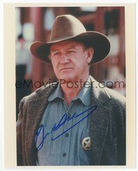 7c221 GENE HACKMAN signed color 8x10 REPRO still '90s close up as the sheriff from Unforgiven!