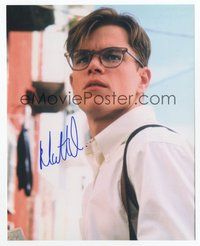 7c274 MATT DAMON signed color 8x10 REPRO still '00 great close up of the star wearing glasses!