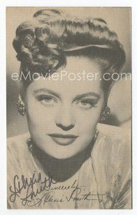 7c153 ALEXIS SMITH signed postcard '40s head & shoulders portrait of the Warner Bros. star!
