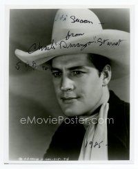 7c179 CHARLES STARRETT signed 8x10 REPRO still '85 head & shoulders portrait in cowboy hat!