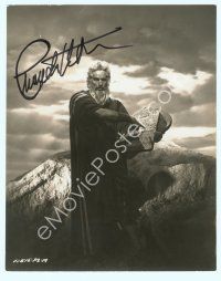 7c025 CHARLTON HESTON signed deluxe 7.25x9.25 still '56 holding tablets from The Ten Commandments!