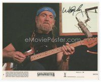 7c152 WILLIE NELSON signed 8x10 mini LC #7 '84 close up playing guitar from Songwriter!