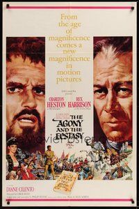 7d023 AGONY & THE ECSTASY 1sh '65 great art of Charlton Heston & Rex Harrison!