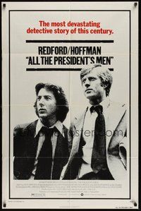 7d029 ALL THE PRESIDENT'S MEN 1sh '76 Dustin Hoffman & Robert Redford as Woodward & Bernstein!