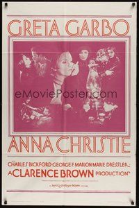 7d039 ANNA CHRISTIE 1sh R62 Greta Garbo, Charles Bickford, Clarence brown directed!