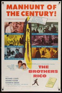7d118 BROTHERS RICO 1sh '57 the terrifying story of 3 manhunted brothers & their women!