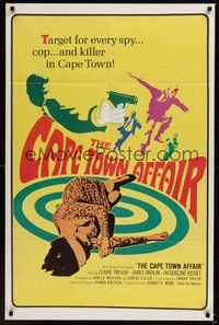 7d132 CAPE TOWN AFFAIR 1sh '67 Claire Trevor, James Brolin, cool psychedelic art & design!